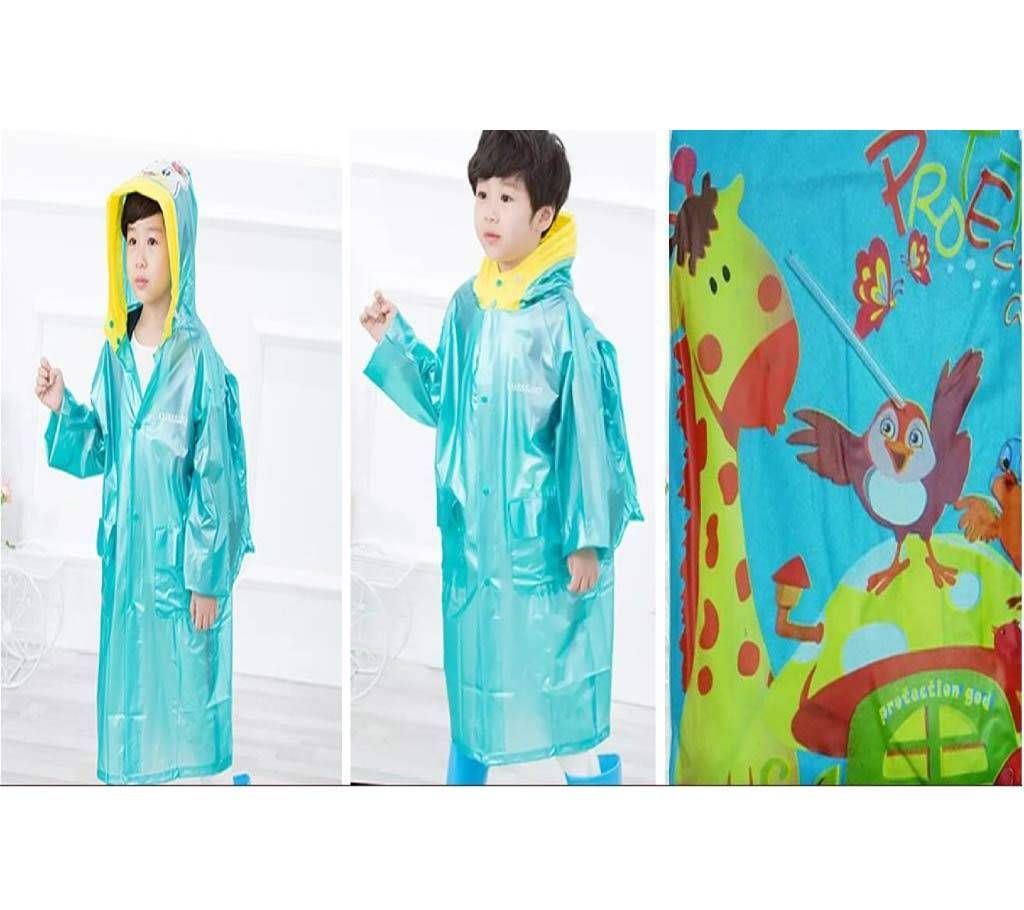 Kids Raincoat with Inflatable Hat - Lake Blue