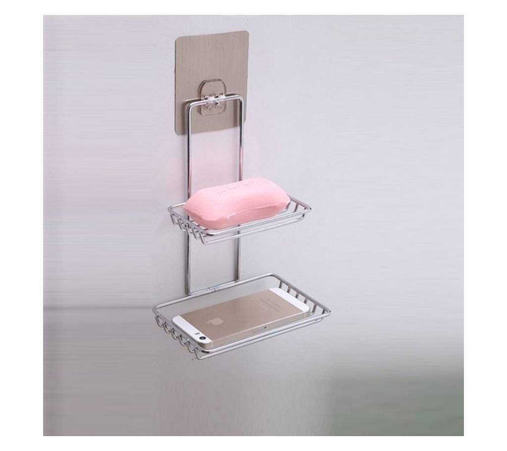 Stainless Steel Double Layers Soap Shelf Hanger for Bathroom