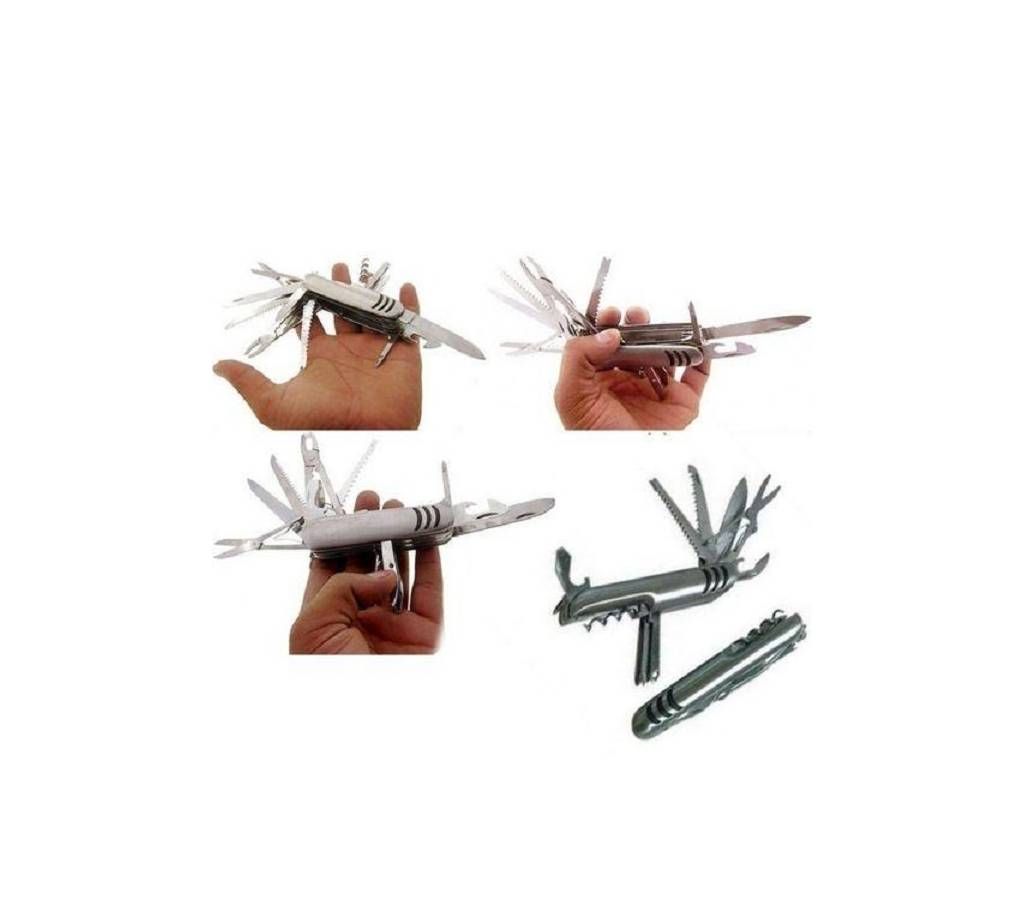 12 in 1 Multi function Army Knife - Silver