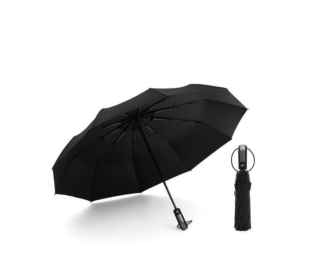 Auto Open Close Windproof Umbrella- Black