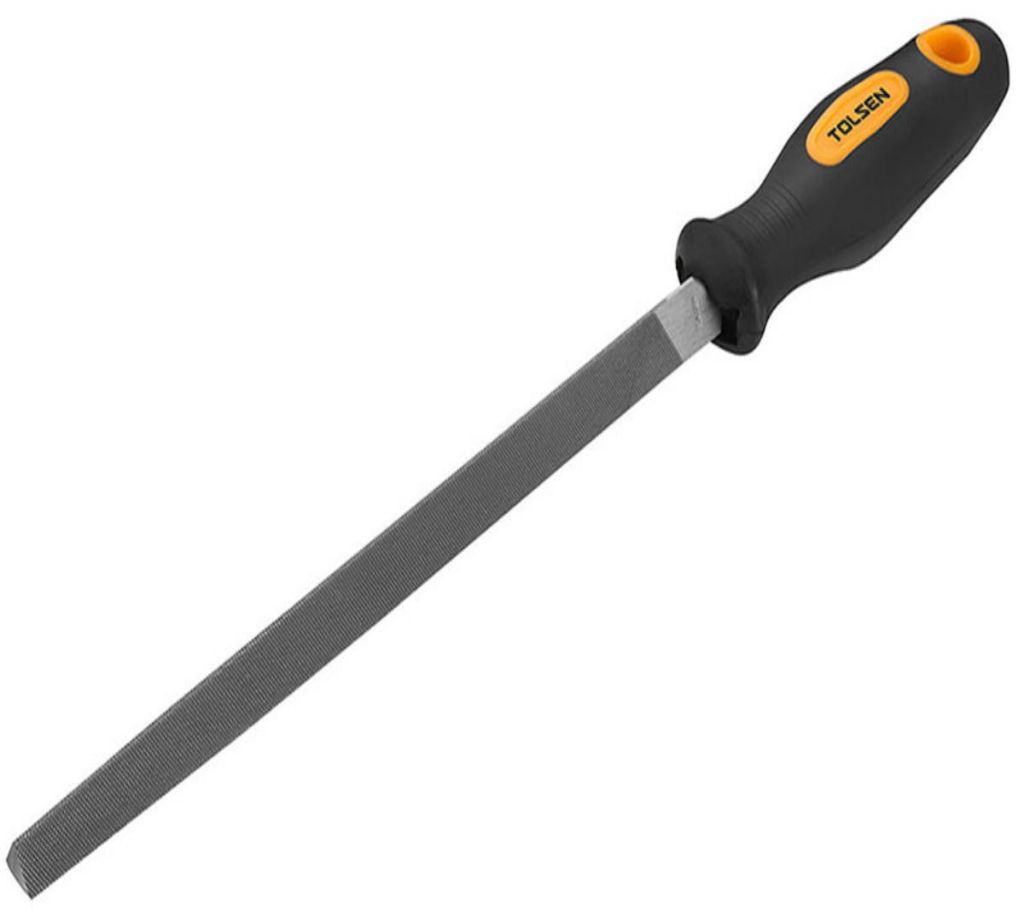 Tolsen Steel File Triangular (8") TPR Handle For Metal Work 32013