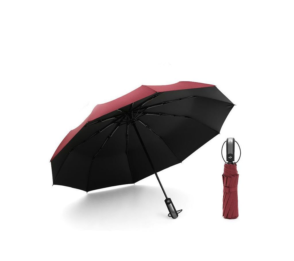 Auto Open Close Windproof Umbrella-Red