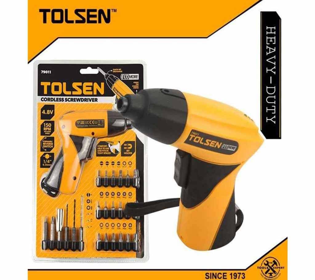 TOLSEN Cordless Screwdriver with Free Drill Bits
