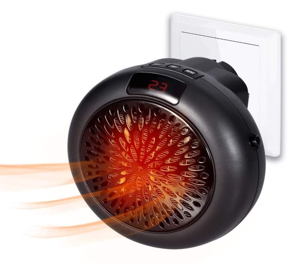 Potable room heater with remote  (round) 900 watt Black