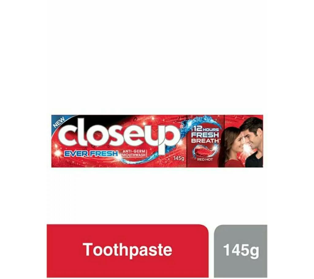 closeup red hot toothpaste