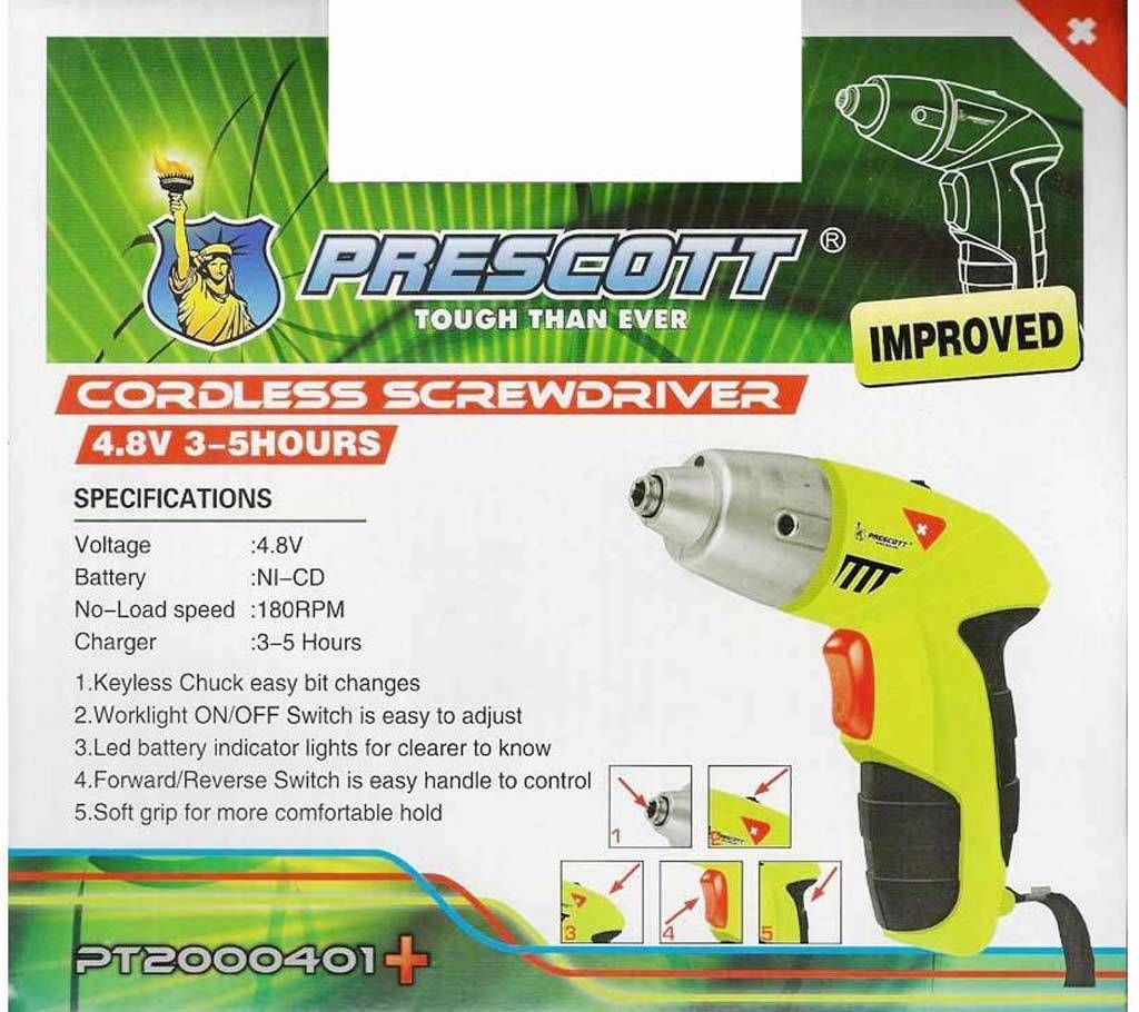 Prescott Cordless Screwdriver Set with Drill Machine
