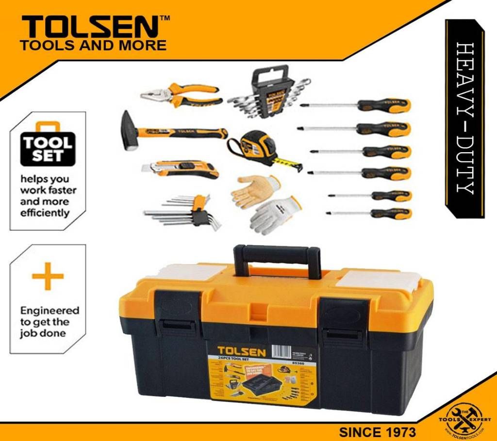 Tolsen 26 Pcs Heavy Duty Tool Set