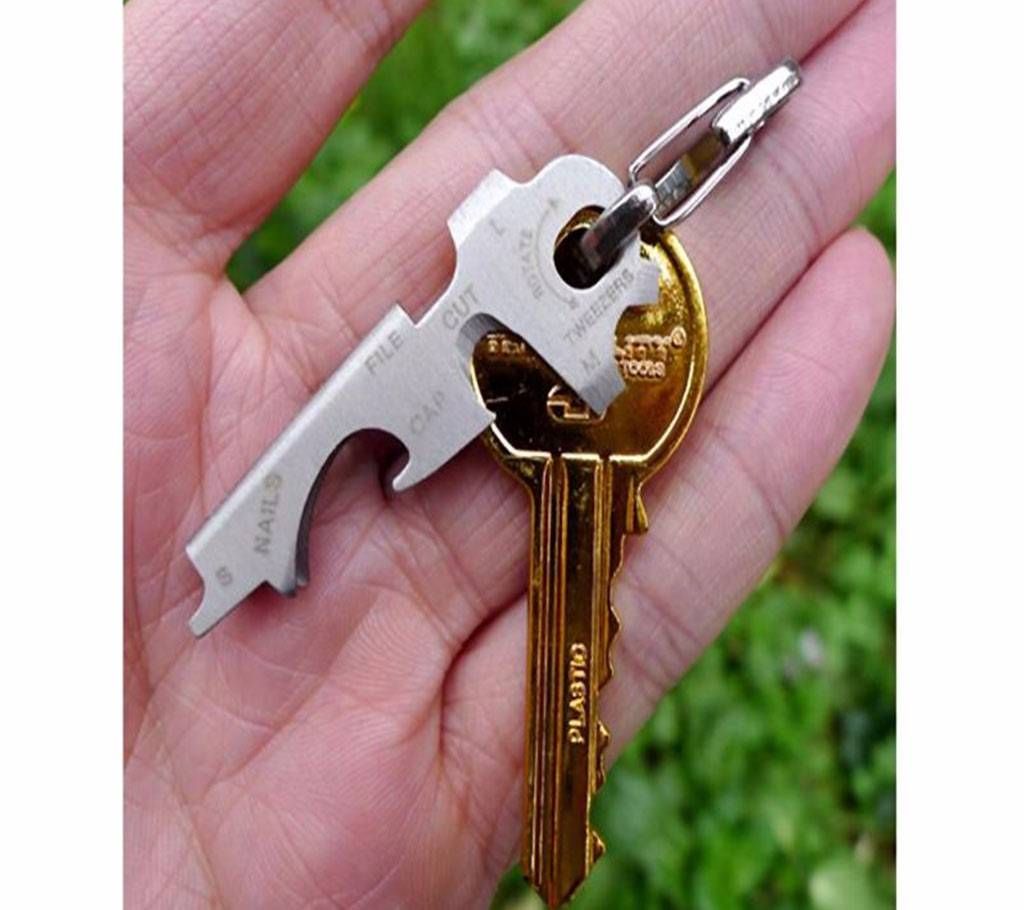 8 in 1 Multi-function Bottle Opener Outdoor Hanging Keychain Gadget