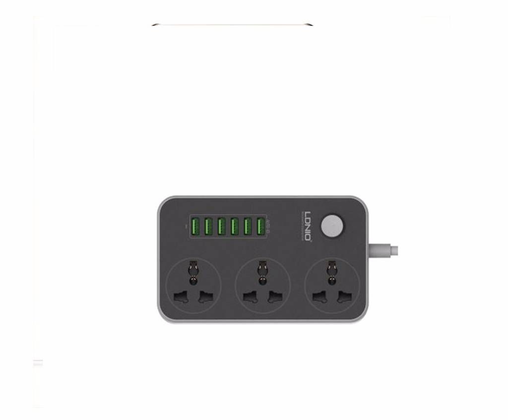 3 Power Socket 6 USB Auto Max 3.4A - Grey