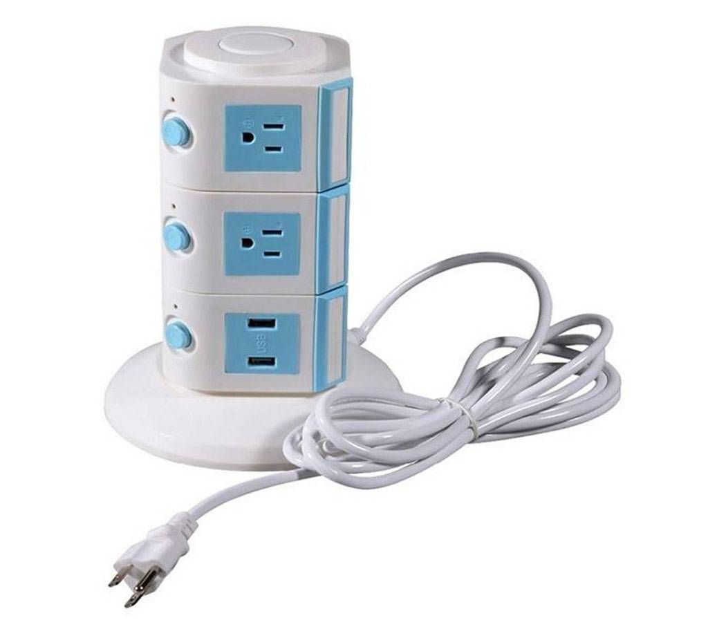 3 Layers Multi Plug With 6 USB Ports 