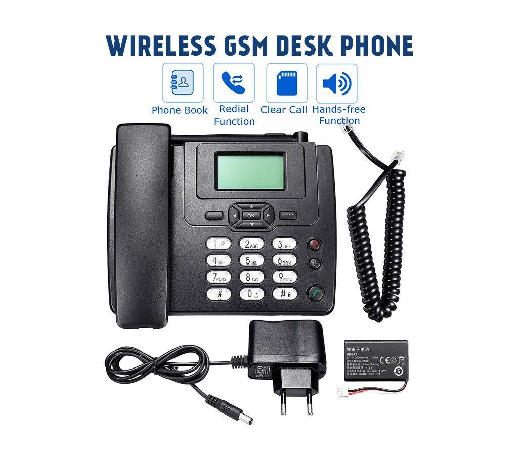 F316/F317 Landline Phone Set With GSM SIM Slot - White & Black