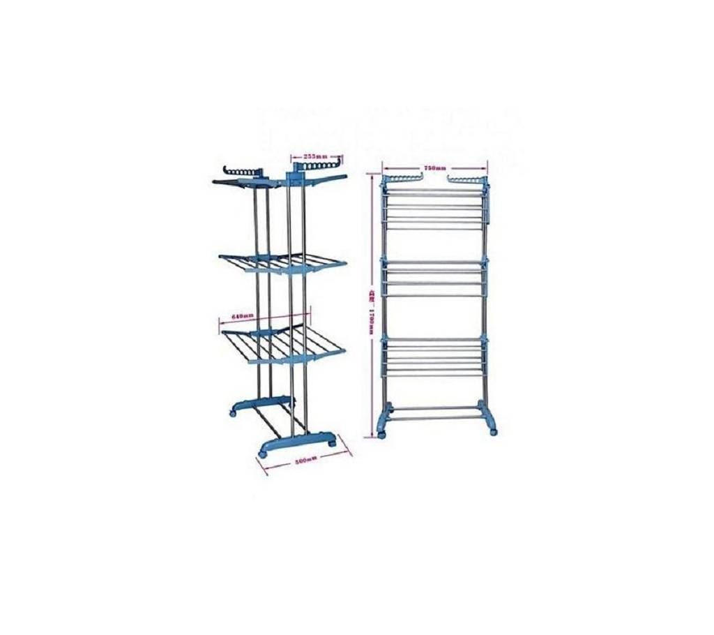 Three Layer Cloth Rack - Blue and Silver