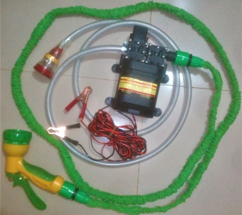 Car Washer Pump High Speed, DC-12V, 100W, Magic Pipe-100 Feet Full Setup for Car Washing, Garden, Irrigation & Medicine Spray,