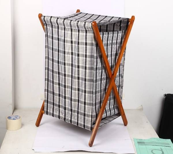 Foldable Wooden Laundry Basket-L-1