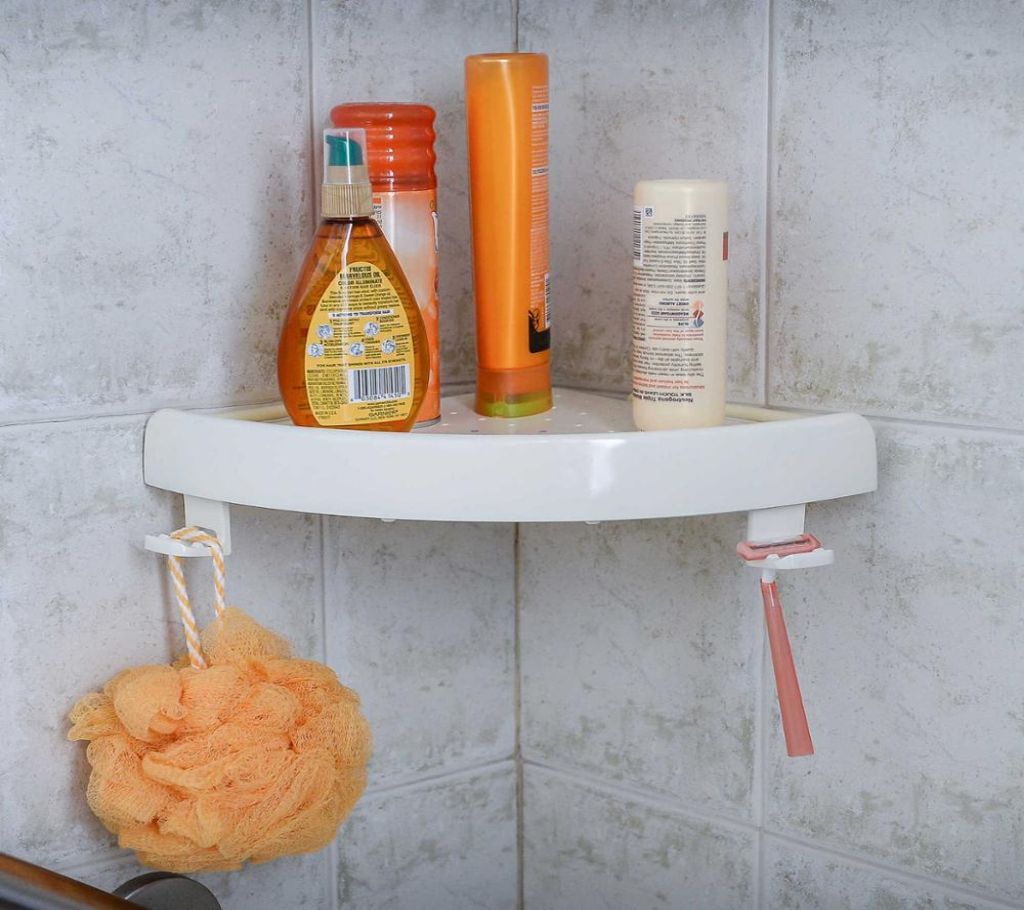 Inistant Bathroom Corner Storage Holder Shelves Plastic Corner Shelf Shower Storage Wall Shampoo Potted Plant Holder