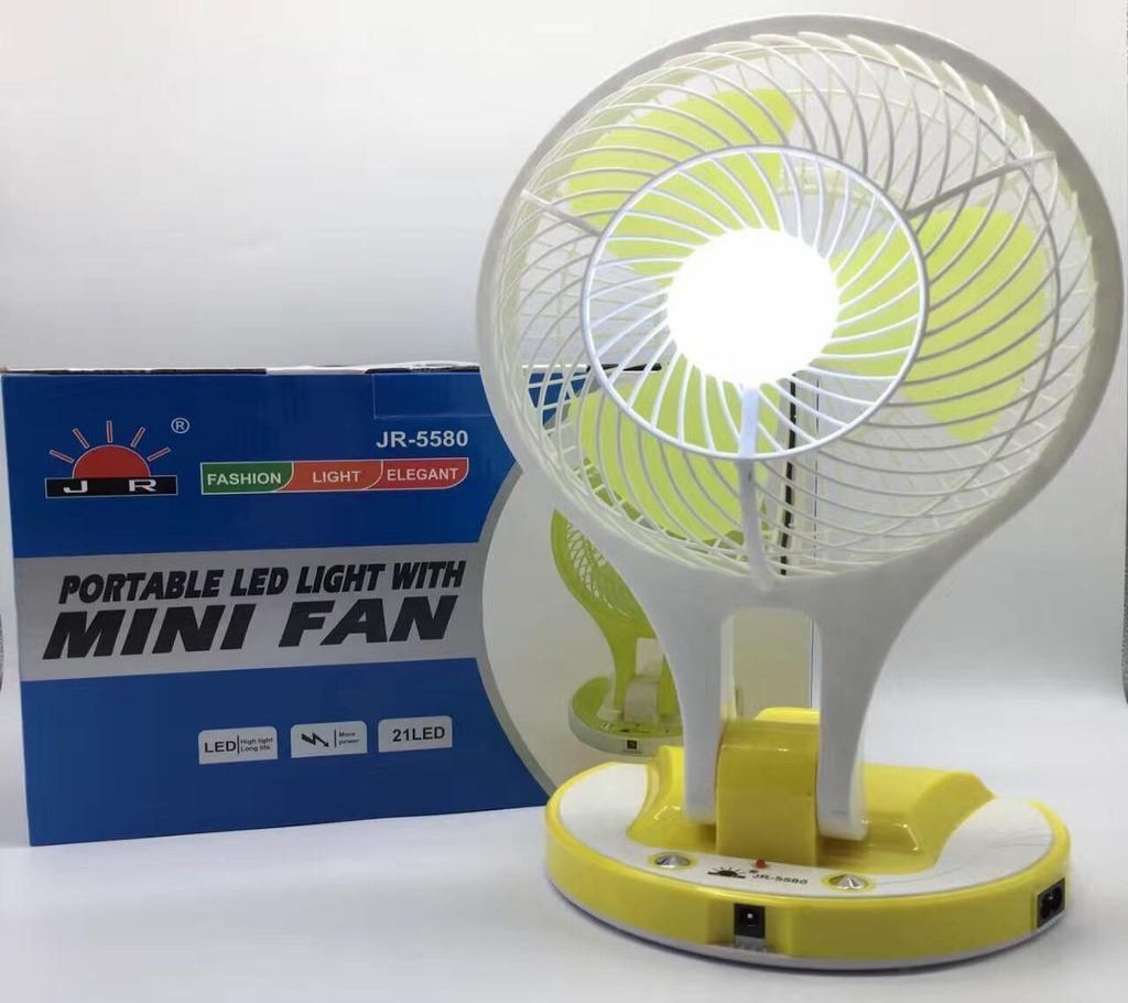 portable led light with mini fan rechergeable for home office