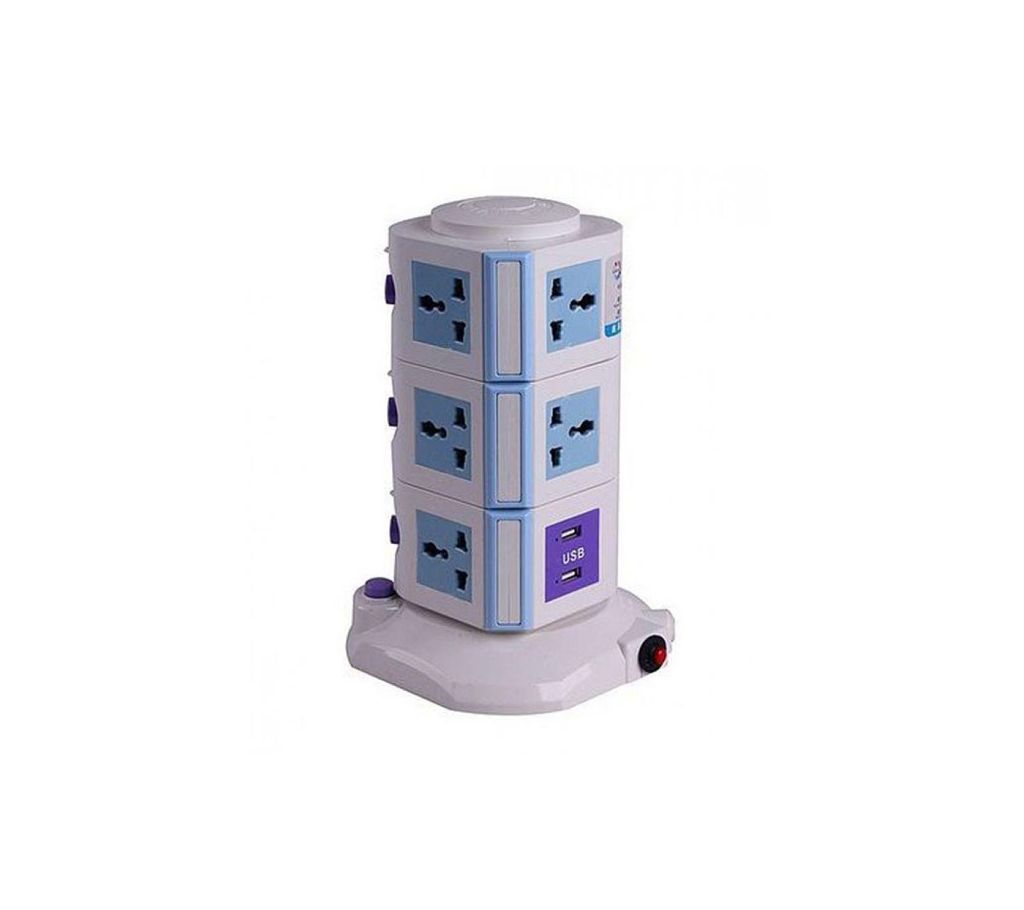 3 Layer Vertical Tower Socket with 2 USB Port