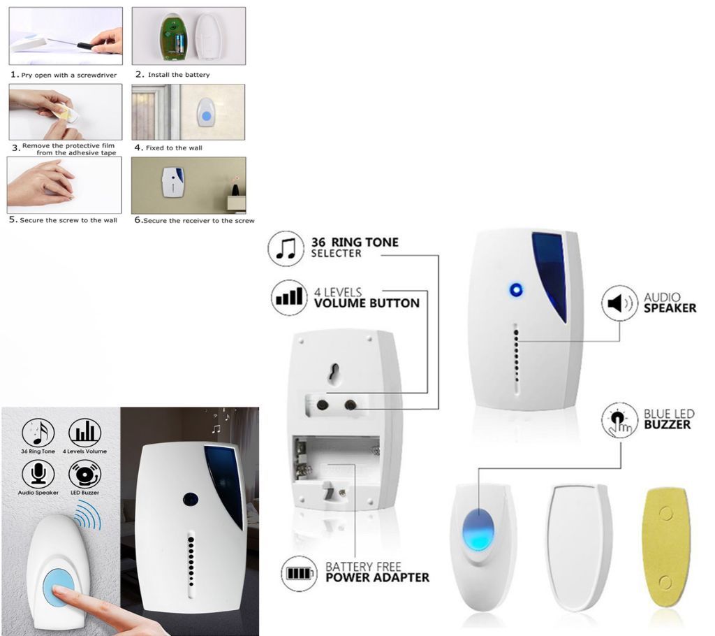 Chimes Songs Waterproof LED Wireless Doorbell