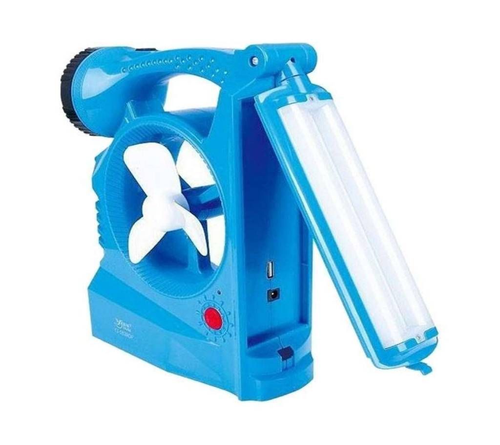 YJ Solar Rechargeable 3 In 1 Light and Fan - Blue