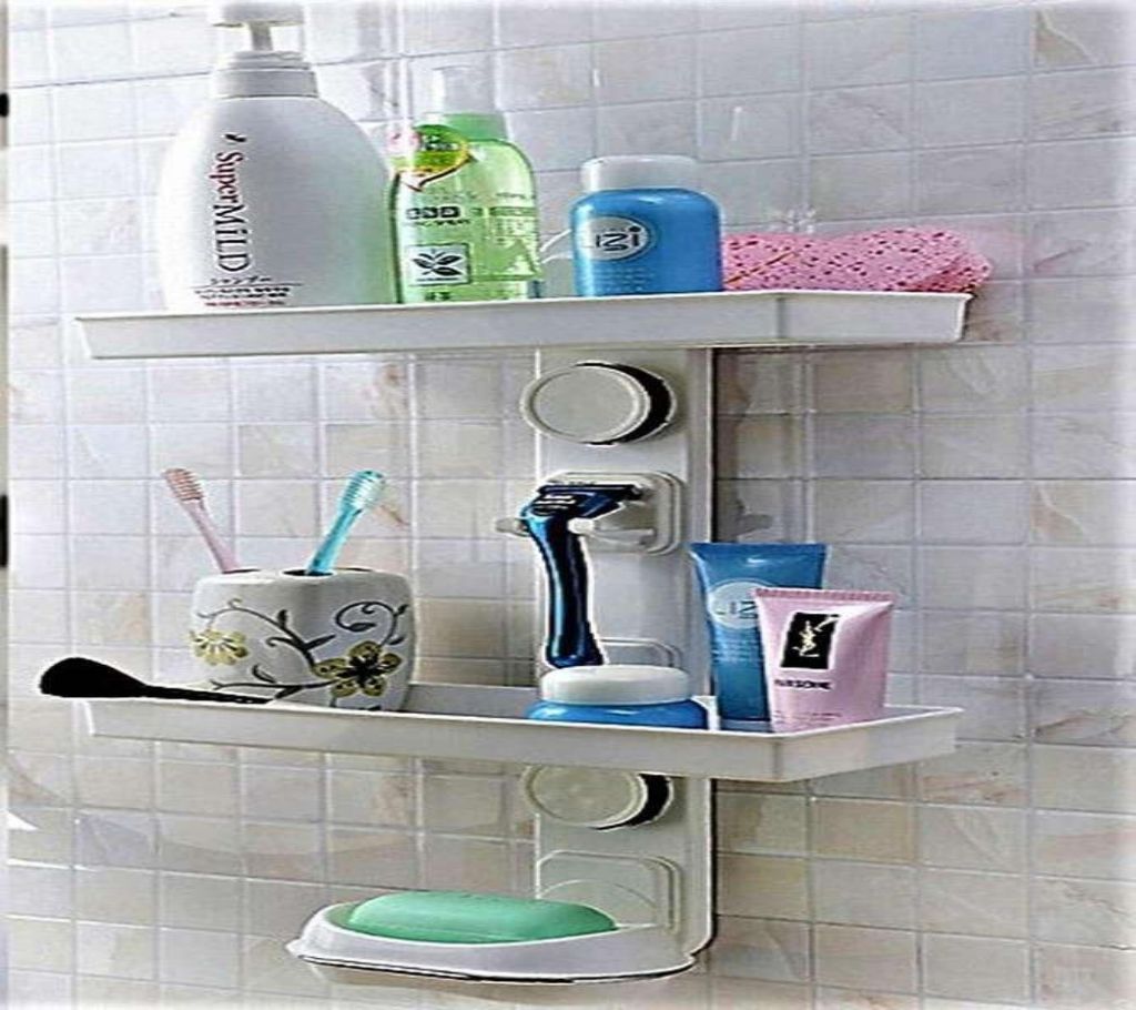 Magic Suction Cup DIY Combination Storage Rack Magic Suction Cup Plastic Wall Shelf  (Number of Shelves - 3)