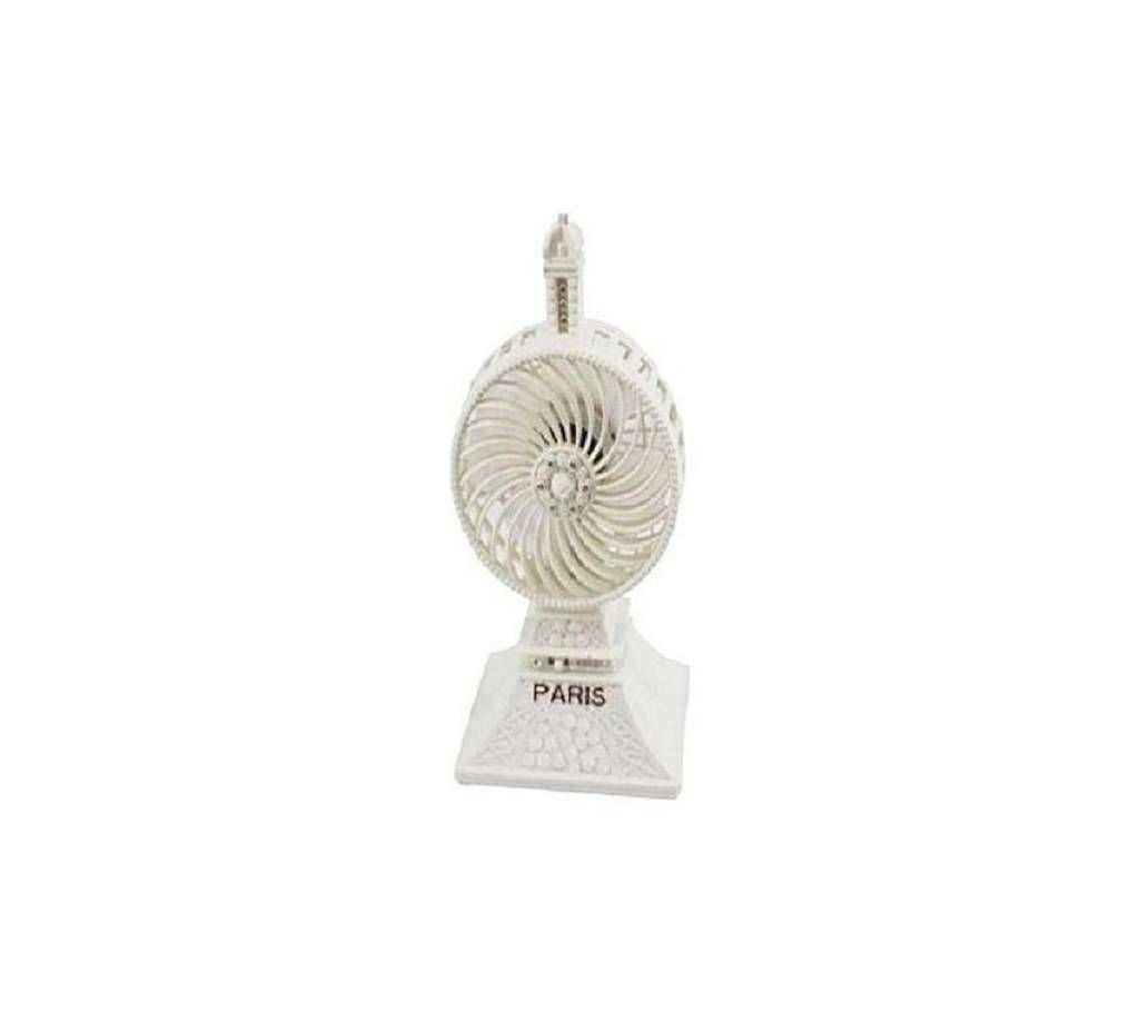 Eiffel Tower Shaped Mini Desktop USB Fan - White