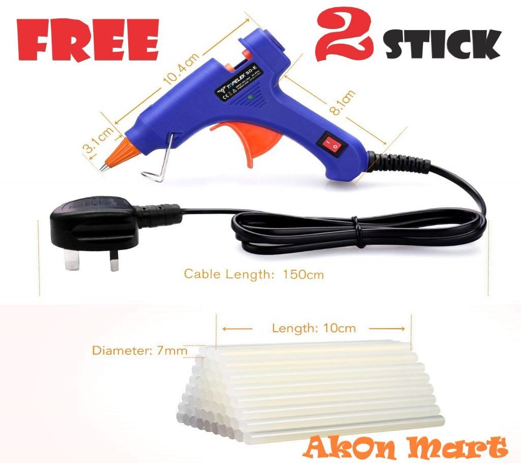 Mini Heating Hot Melt Glue Gun with FREE 2 Sticks