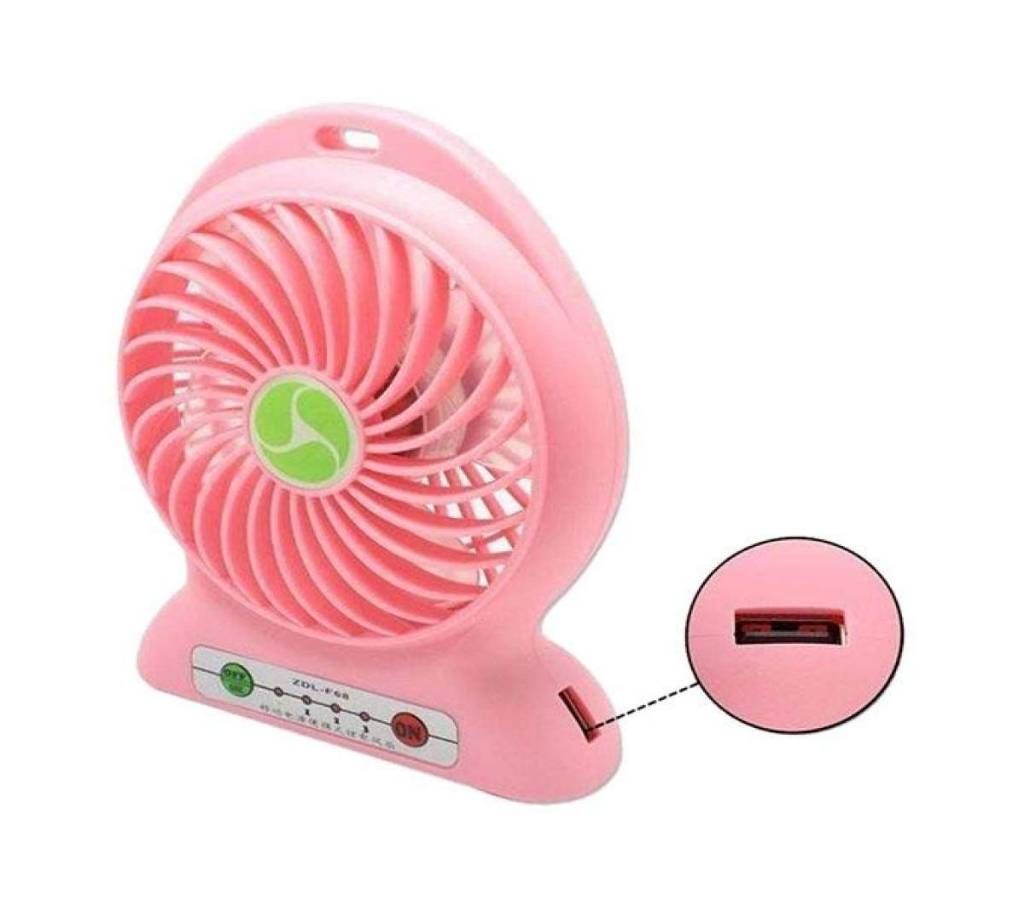 Portable Mini USB Rechargeable Fan with Power Bank Pink