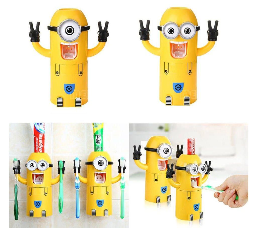 MINION TOOTHPASTE dispenser cum toothbrush HOLDER (1 piece)