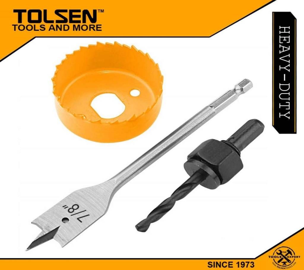 TOLSEN 3pcs Door Lock Knob Installation Hole Saw Set 75868