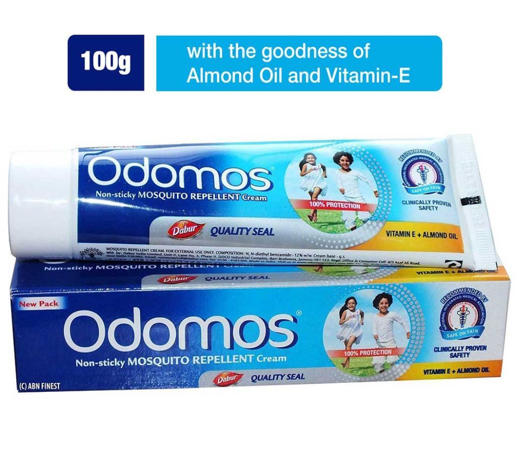 ODOMOS VITAMIN-E AND ALMOND OIL NON-STICKY MOSQUITO REPELLENT  - 100GM PACK 