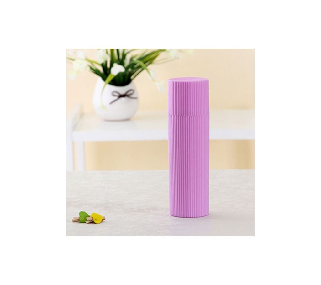 PORTABLE CANDY COLOR STRIPES PATTERN TOOTHBRUSH TOOTHPASTE HOLDER STORAGE BOX FOR TRAVELING PURPLE (SU674)