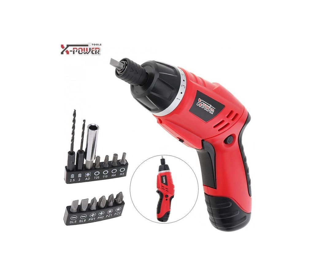 Cordless 4.8V Rechargeable Electric Screwdriver with LED Lighting and Two-way Rotating Head