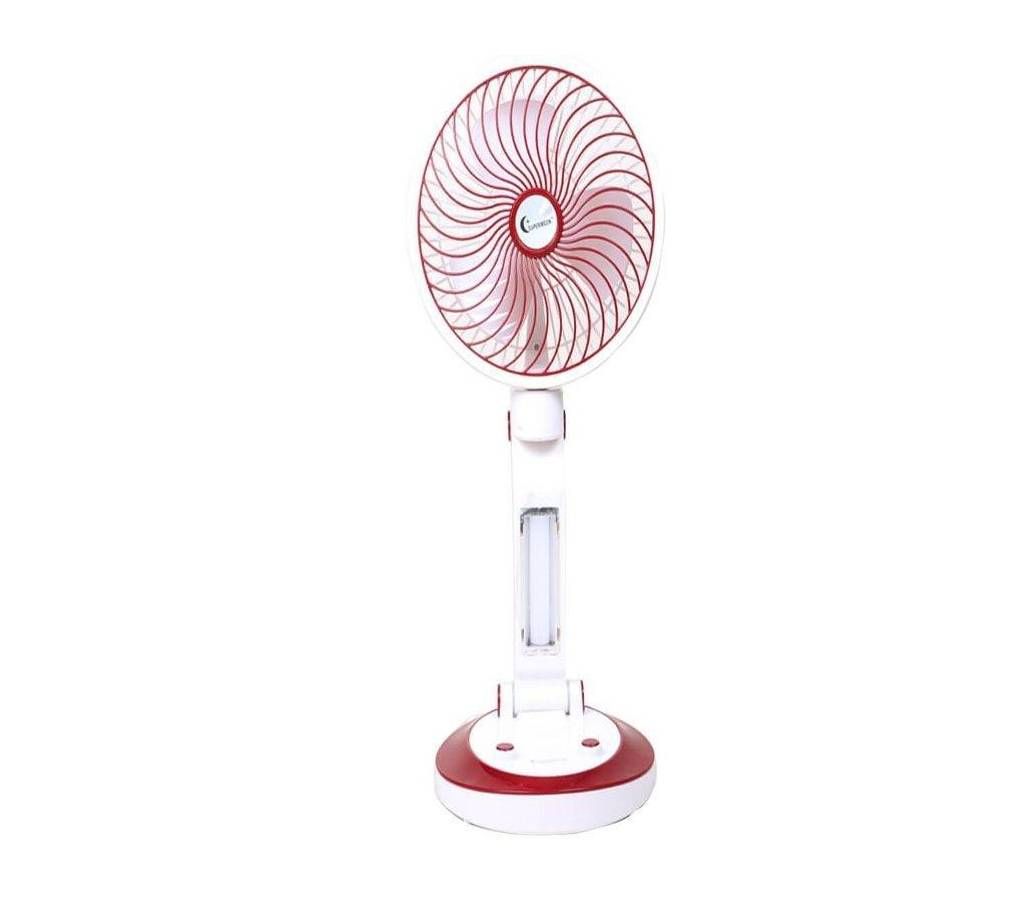 Portable Fan With Light - White and Maroon