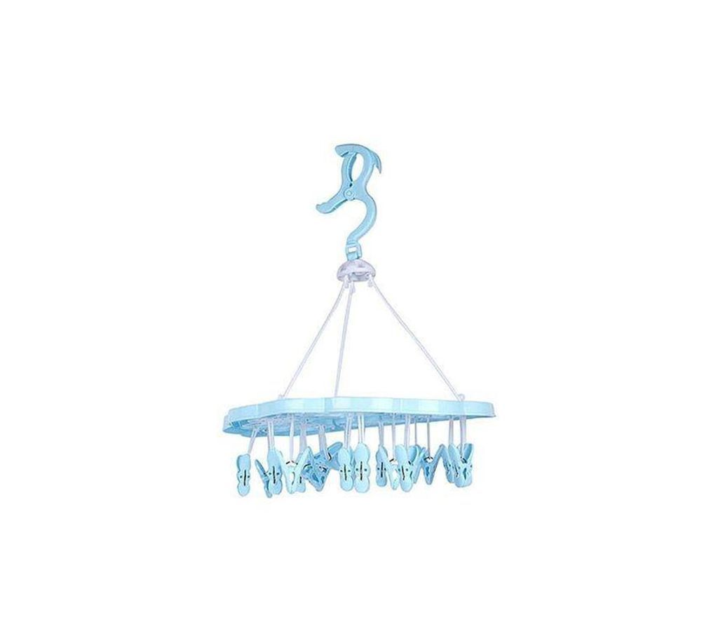 Round Plastic Cloth Drying Hanger Stand - Multicolour