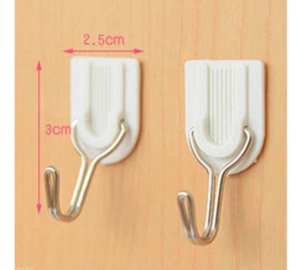 6pcs White Self-adhesive Powerful Plastic Bracket Hook Hanger Wall Mount
