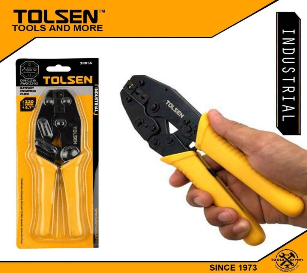 Tolsen Industrial Rachet Crimping Plier (8.7"/220MM) 38056