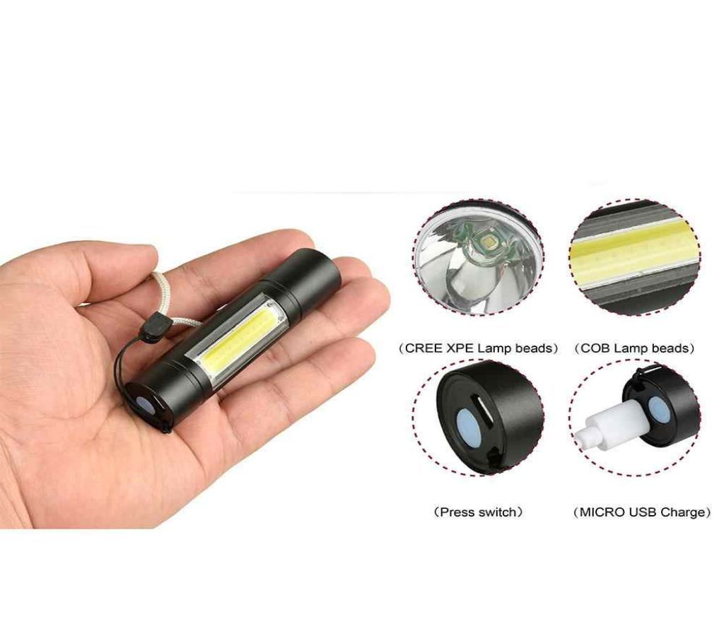 Mini LED Rechargeable Flashlight XPE COB