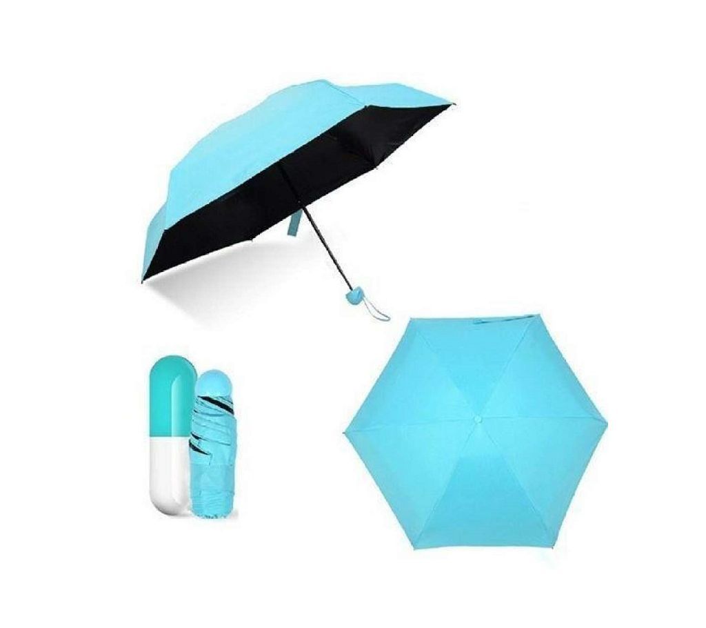 Mini Folding Umbrella with Capsule Case - Sky Blue