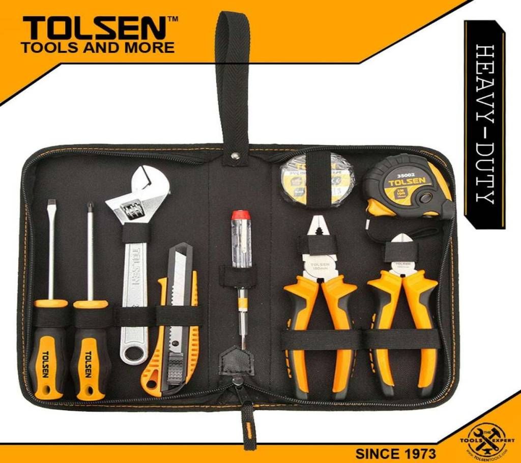 TOLSEN 9pcs Hand Tools Set with Canvas Bag 85301