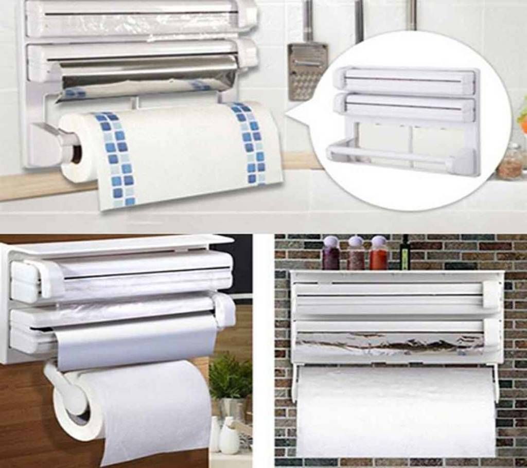 3 in 1 Kitchen Foil and Tissue Holder - White