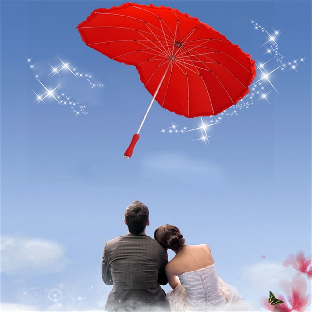 Red Heart Shape Umbrella