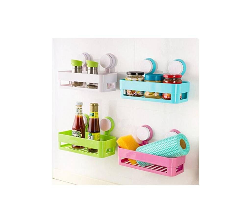 PLASTIC BATHROOM SHELF KITCHEN STORAGE BOX ORGANIZER BASKET WITH WALL MOUNTED SUCTION CUP (3 Pcs)