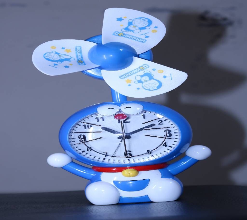 2 in one clock and rechargeable fan Doremon