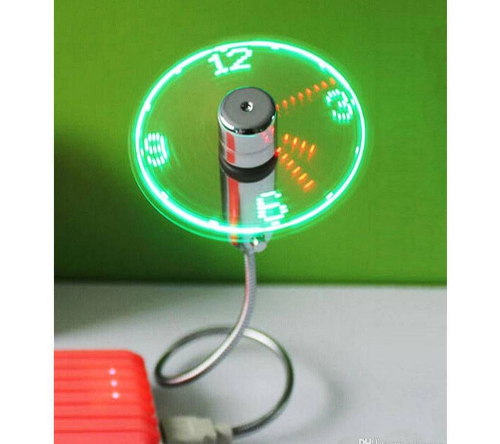 LED Light Clock USB Fan