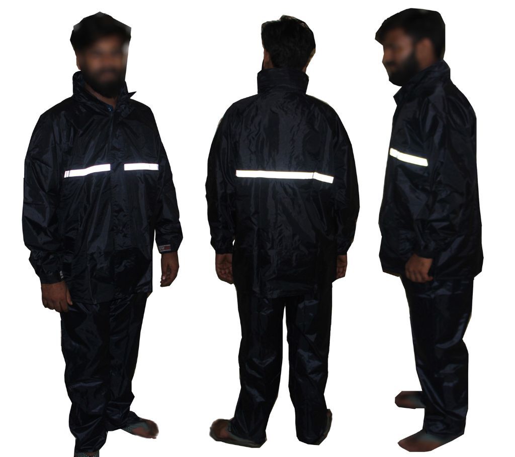 Raincoat man with Trouser Double Layer  For Bike users  - Dark Black