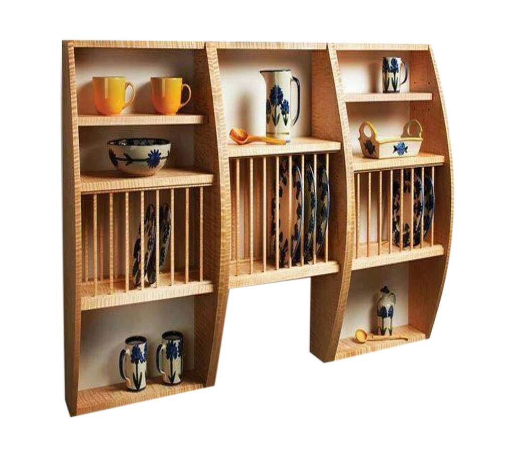 Canadian Oak Veneer Wooden Kitchen Shelf 