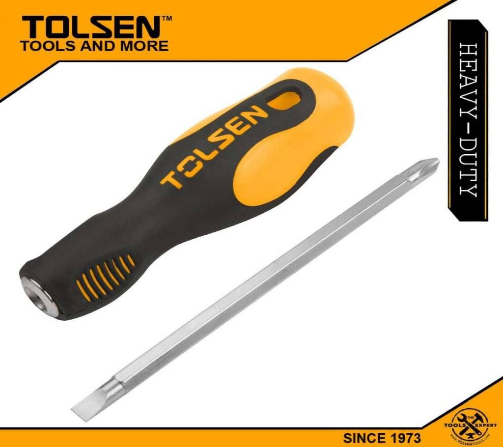 TOLSEN 2 in 1 Interchangeable Screwdriver Set (Philip & Flat) TPR Handle 20042