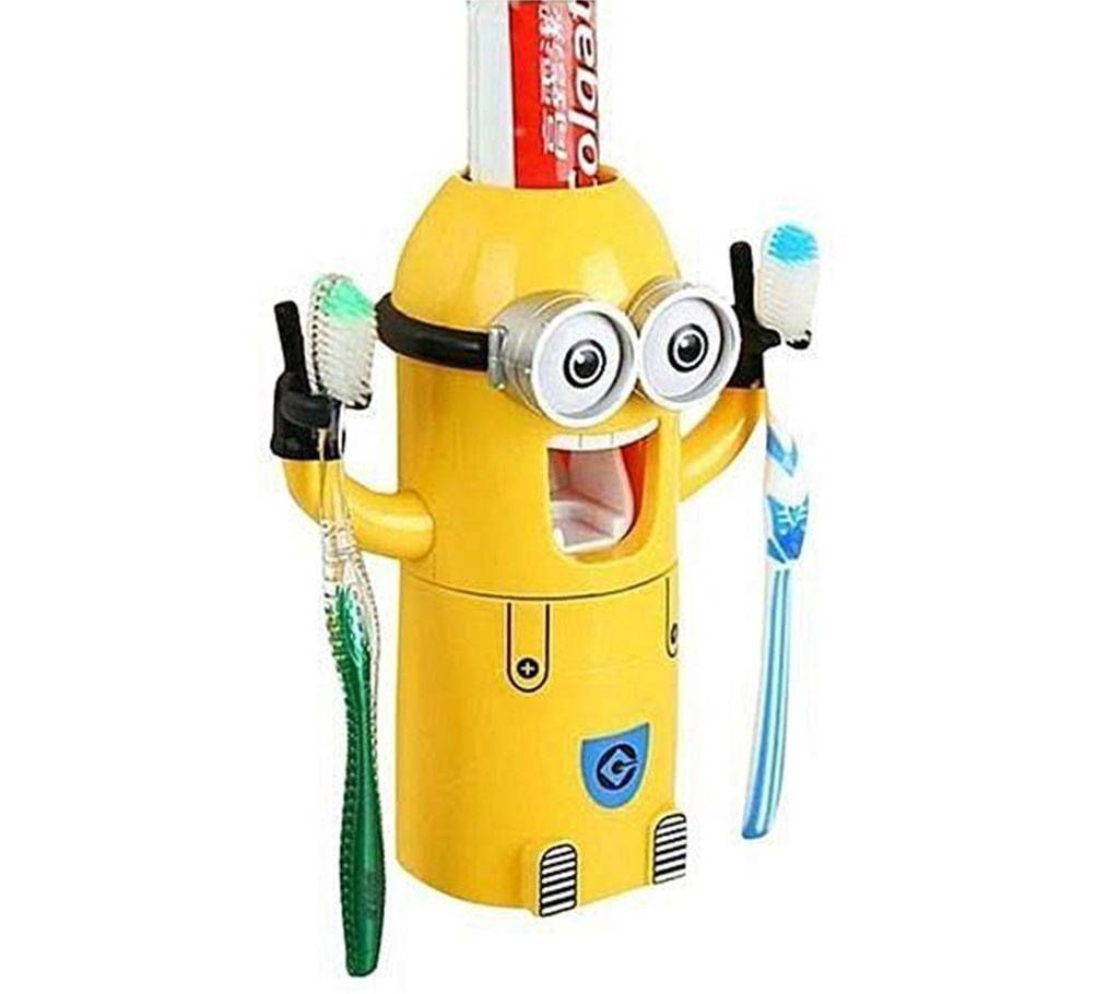 Automatic Toothpaste Dispenser with Brush Hoder - Yellow