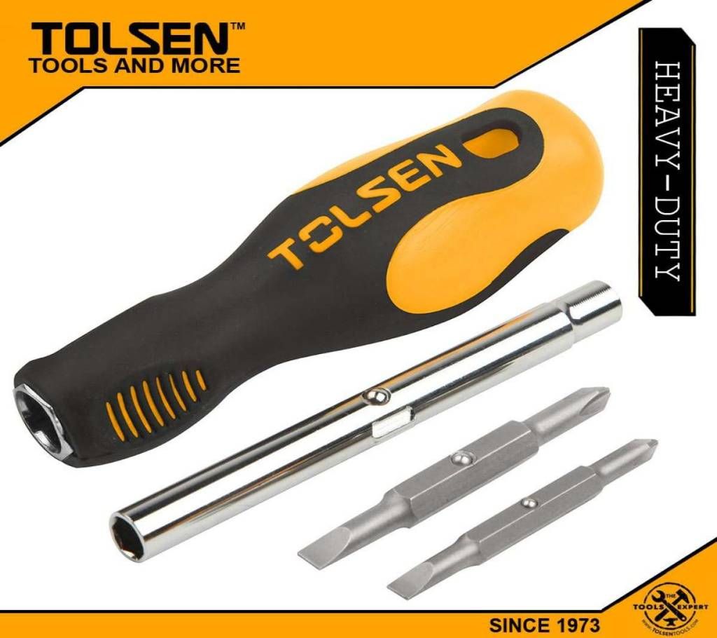 TOLSEN 6 in 1 Interchangeable Screwdriver Set (Philip & Flat) 20043 TPR Handle