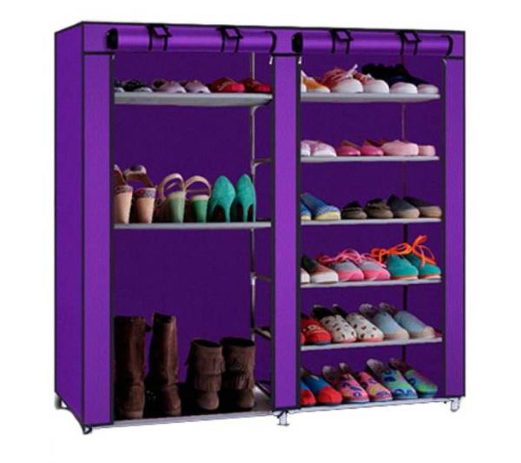 double row 8 shelves easily bearable shoe rack 